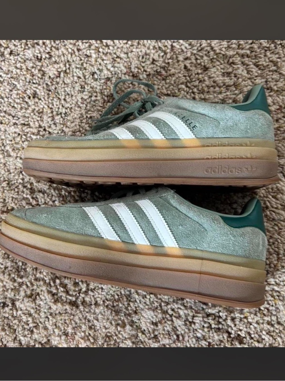 adidas Gazelle Suede Sneakers in Sage Green and White